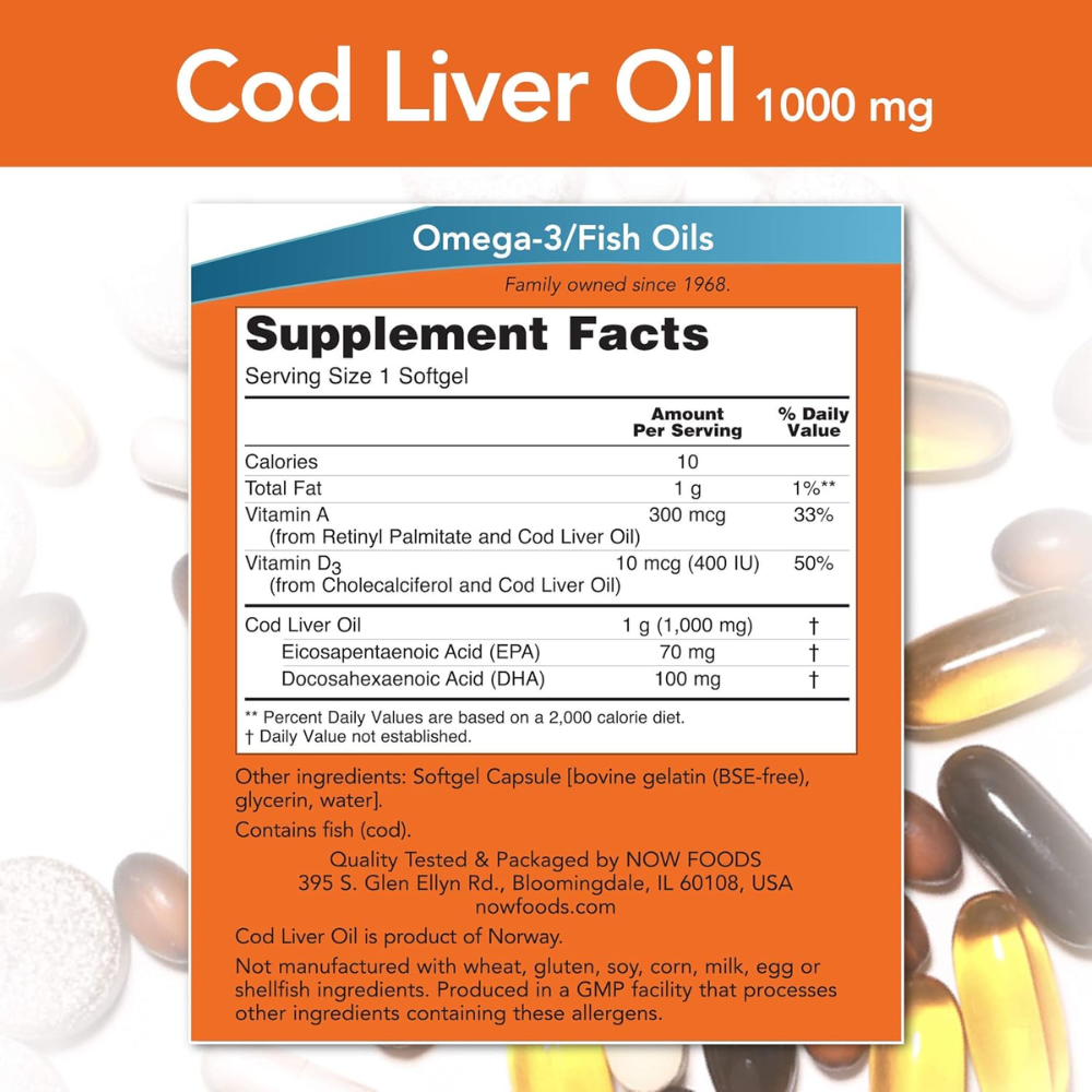 Now Foods Cod Liver Oil 1000mg 3