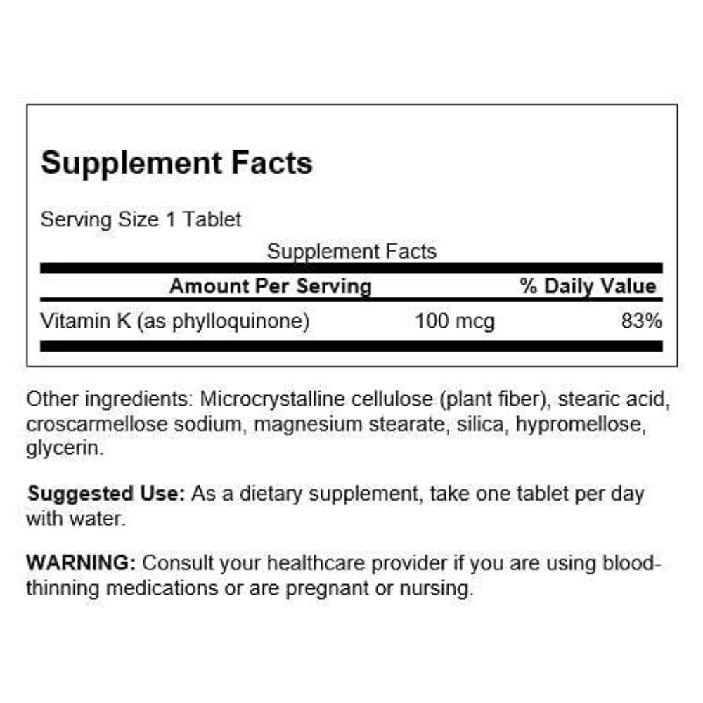 Swanson Vitamin K-1 100mcg 100 Tablets 3
