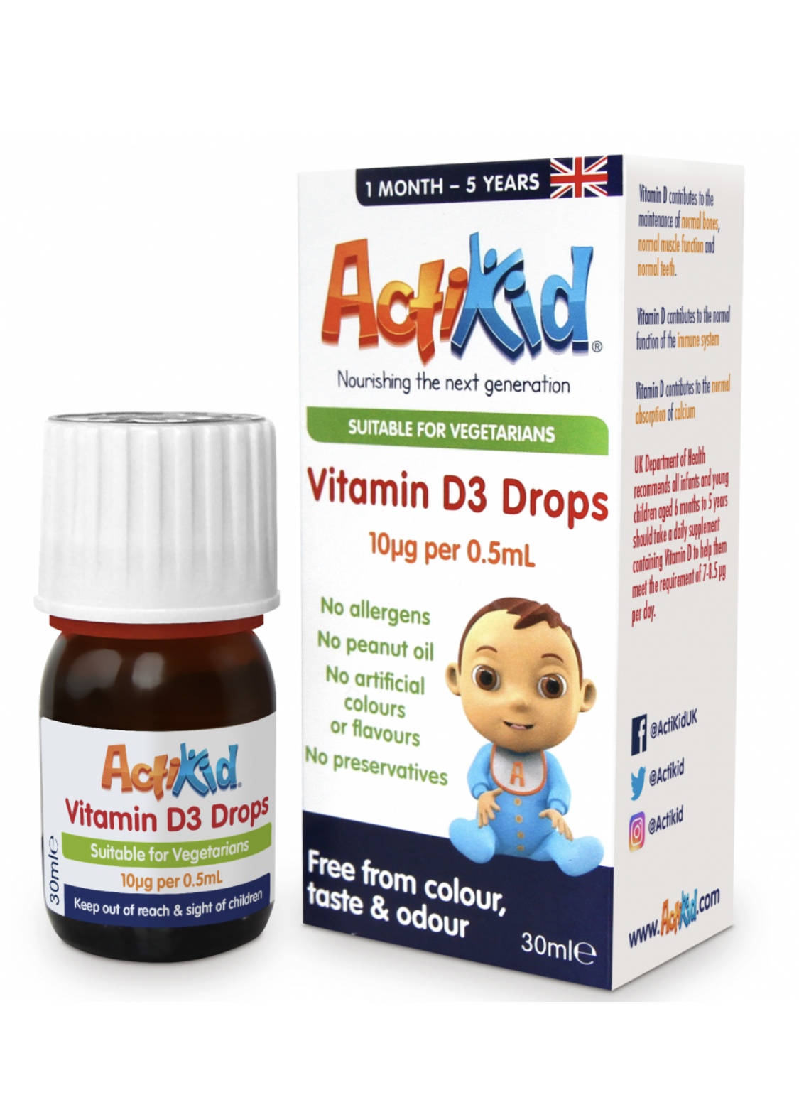 ActiKid Vitamin D3 Drops 30ml FitAndHealthy.ro